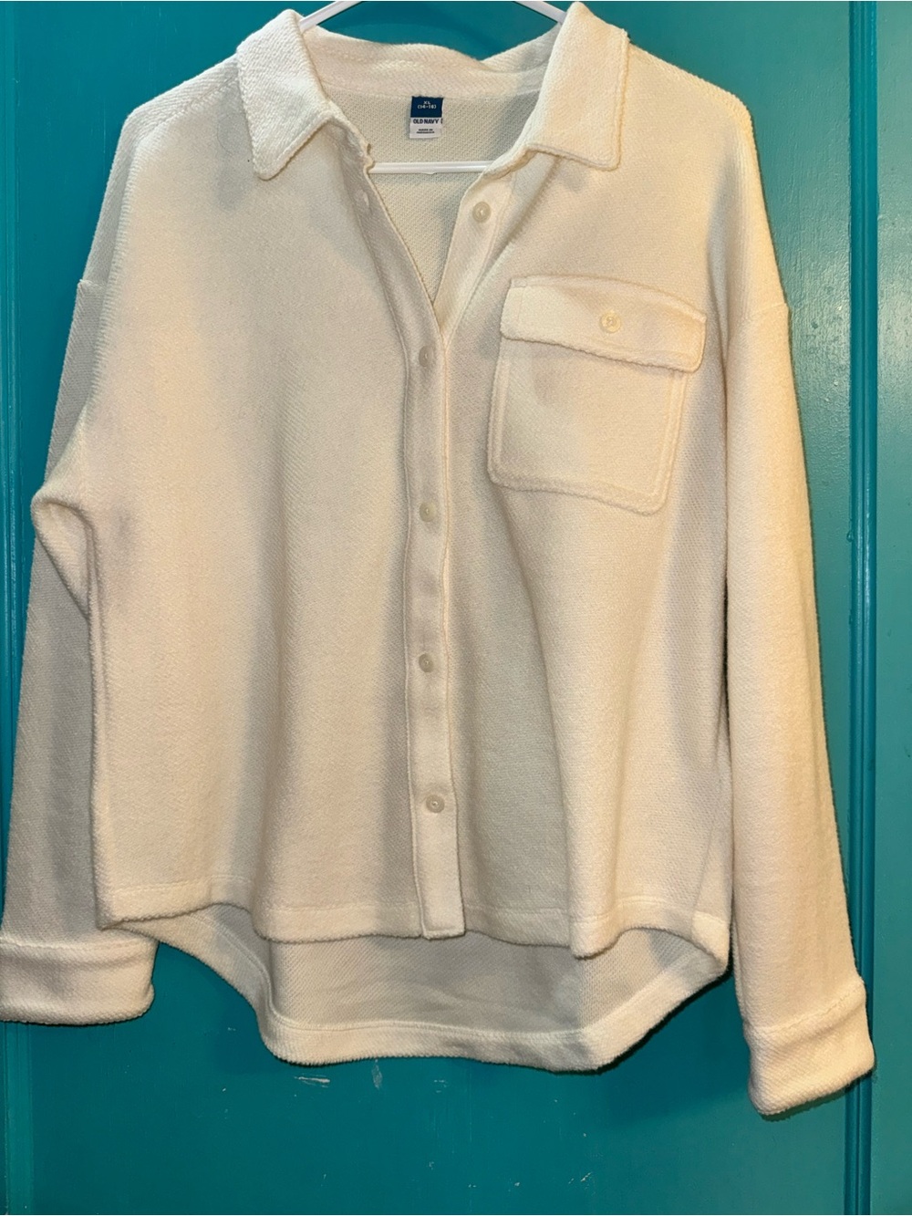 Old Navy Cream Button-Front Shirt Jacket - Relaxed Fit